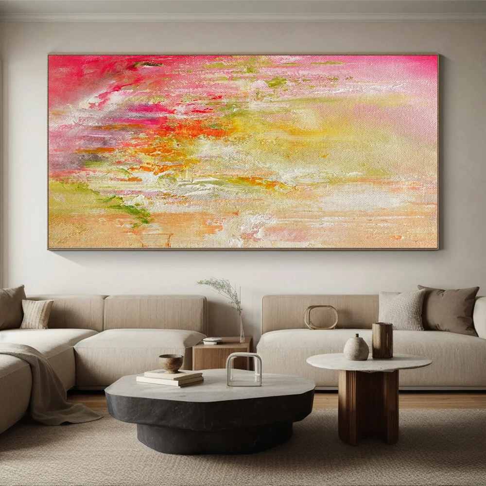 Feminine Original Pastel Soft Bedrooms Abstract Canvas Artwork RJ0T9
